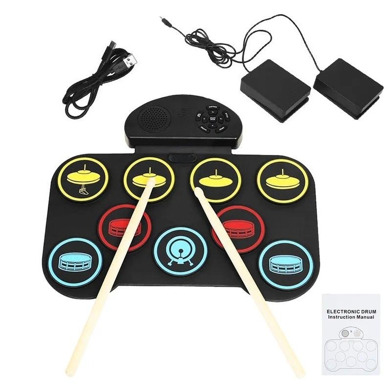 Electronic Drum Kit For Kids - Przenośny zestaw perkusyjny do ćwiczeń, składający
