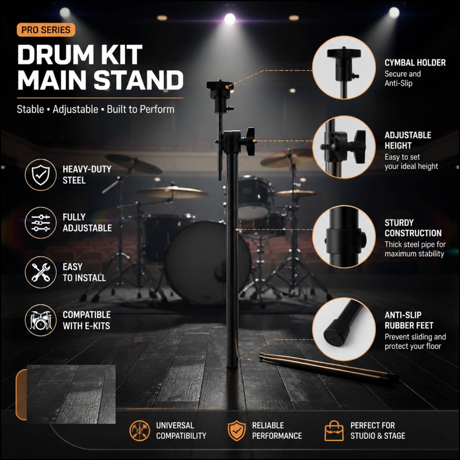 Electronic Drum Rack Stand - Stojak na perkusję elektroniczną, aluminiowy stelaż,