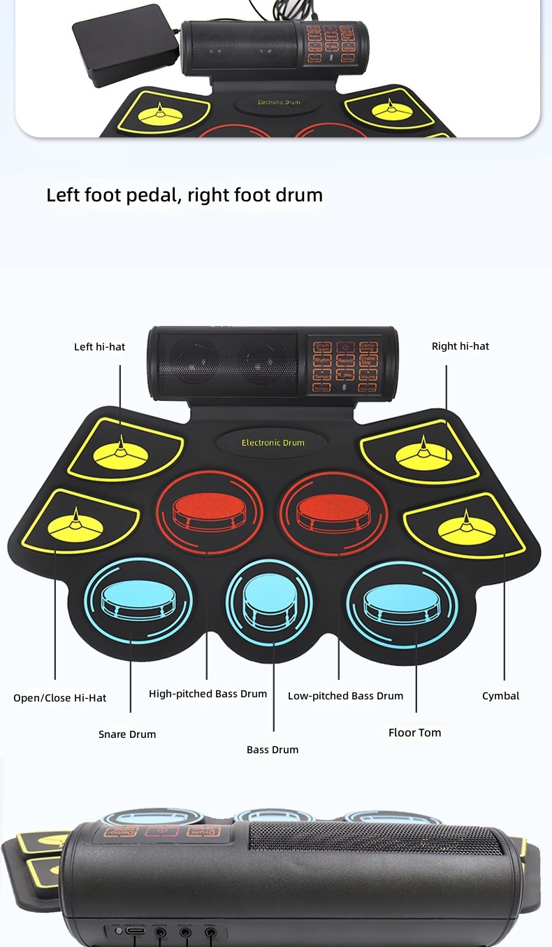Kolorowy, składany zestaw perk – Electronic Drum Set Roll Up recenzja i cena