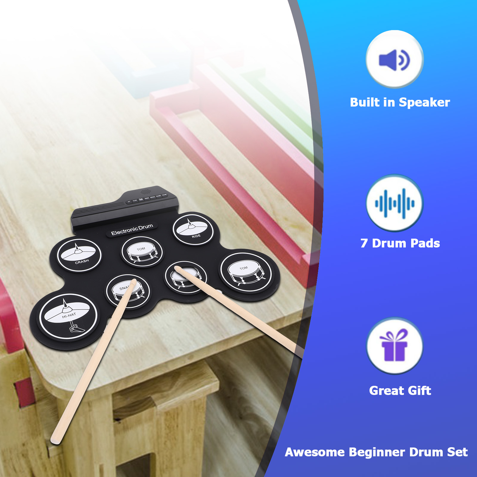 Przenośny Elektroniczny Zestaw – Electronic Drum Set Roll Up recenzja i cena
